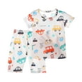 thumbnail image 1 of TAGOLD Summer Outfit Sets for Kids Clothes,Girls Outfit Sets,Fashion Girls And Boys' Casual Short Sleeve Round Neck Collar Botton Printed Short Pants, 1 of 3