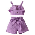 thumbnail image 1 of TAGOLD Summer Outfit Sets for Kids Clothes,Girls Outfit Sets,Summer Girls Solid Color Pleated Suspender Top + Pocket Shorts Set With Belt Set, 1 of 5