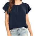 thumbnail image 1 of TAGOLD Summer Plus Size Tops for Womens 2023,Women Casual T-shirt Solid Round Neck Short Sleeve Pullover Blouse Tops, 1 of 5