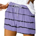 thumbnail image 1 of TAGOLD Summer Savings 2024 Womens Summer Shorts,Women's Printed Casual Loose Pockets Drawstring Short Pants Purple, 1 of 4