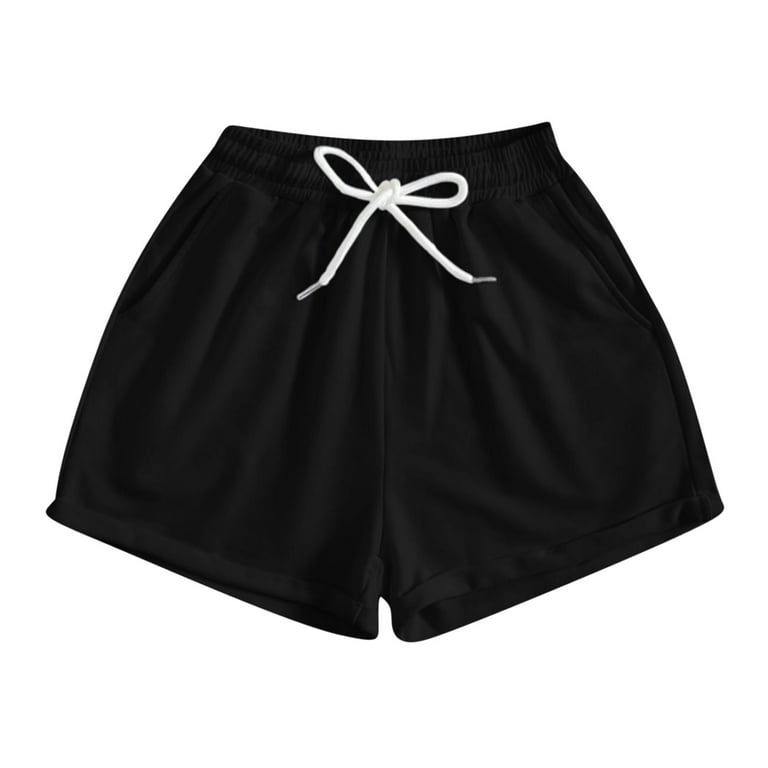Black liangqi drawstring shorts womens