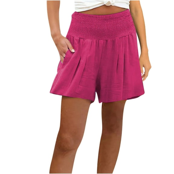 TAGOLD Womens Summer Shorts,Women's Solid Color Casual Summer High Waist Shorts Hot Pink