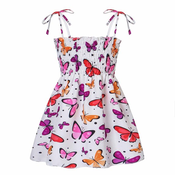 TAGOLD Summer Toddler Baby Girls Sleeveless Sling Dress Graphic Print Children's Clothing Purple 2.5-3 Years