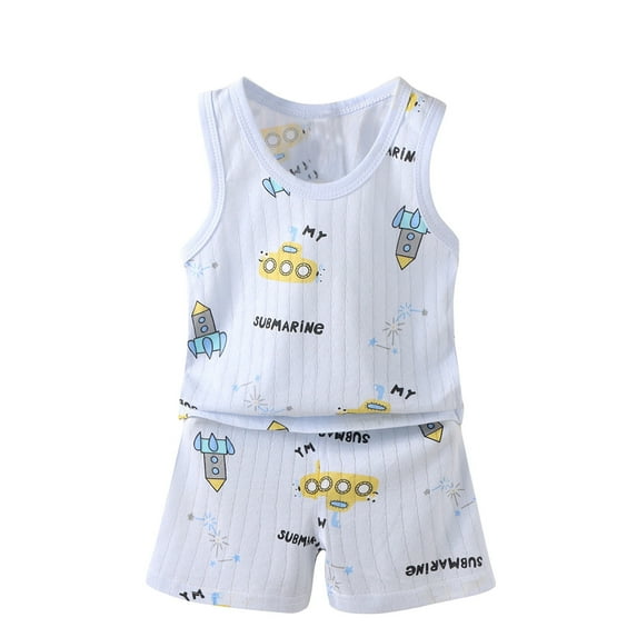TAGOLD Toddler Girls Boys Summer Blouses Shirts Sets,Baby Boys And Girls Spring Children's Set Thin Sleeveless Shorts Set