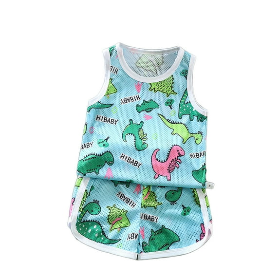 TAGOLD Toddler Girls Boys Summer Blouses Shirts Sets,Shorts Sports Suit Thin Sections Undershirt Suit Boys And Girls Summer Mesh Breathable Sleeveless Two-piece Suit 1-8 Years