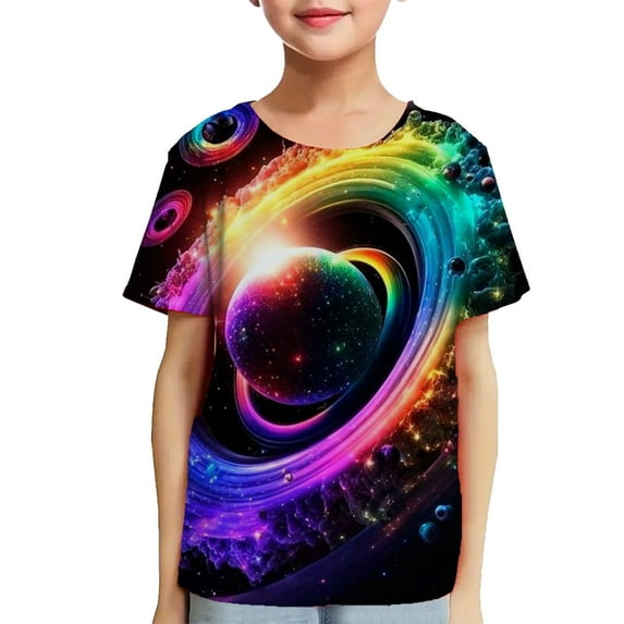 TAGOLD Toddler Girls Boys Summer Blouses Tops,Toddler Kids Boys Girls Fashion Cute Round Neck Print Short Sleeve Top