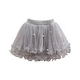 thumbnail image 1 of TAGOLD Toddler Girls Cute Party Dance Costume Splice Solid Color Net Yarn Crimping Pearl Sequins Tulle Skirt Gray 6 Years, 1 of 3