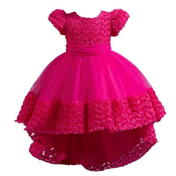 TAGOLD Toddler Girls Summer Dress,Children Rose Flower Train Skirt Cake Princess Dress Girl Bowknot Puffy Gown Dress