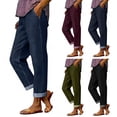 thumbnail image 1 of TAGOLD Women Solid Color Denim Like Elastic Waist Long Pants With Pockets Casual Summer Lightweight Bottoms, 1 of 5