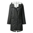 thumbnail image 1 of TAGOLD Women Solid Rain Jacket Outdoor Fleece Keep Warm Plus Waterproof Hooded Raincoat Windproof Jackets Solid Outwear Black L, 1 of 3