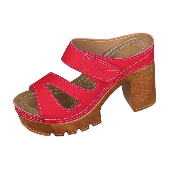 TAGOLD Women's Sandals,Women's Fashionable Casual Solid Color Closed-Toe High Heels Heel Slippers