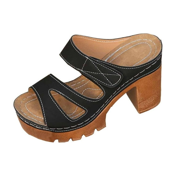 TAGOLD Women's Sandals,Women's Fashionable Casual Solid Color Closed-Toe High Heels Heel Slippers