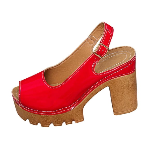 TAGOLD Women's Sandals,Women's Fashionable Casual Summer Solid Color Mouth Head Style High Heels Slippers