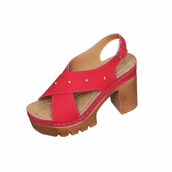 TAGOLD Women's Sandals,Women's Fashionable Casual Summer Solid Color Mouth Head Style High Heels Slippers