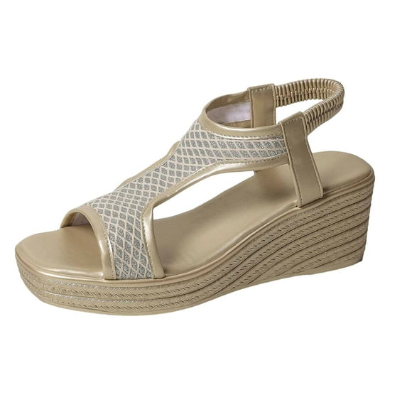 TAGOLD Women's Sandals,Women's Fashionable Casual Versatile Beach Wedge Solid Color Peep-Toe Open-Toe Slippers