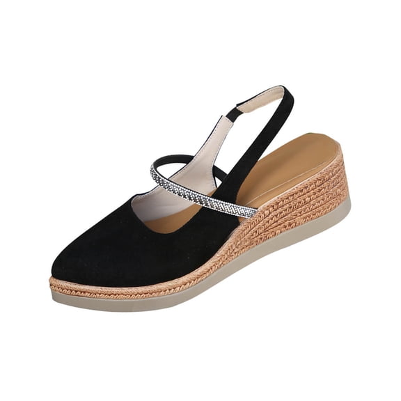 TAGOLD Women's Sandals,Women's Fashionable Casual Versatile Plus Size Beach Slippers Solid Color Pointed Toe Closed Toe Open Back Wedge Slippers