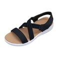 thumbnail image 1 of TAGOLD Women's Sandals,Women's Fashionable Casual Versatile Plus Size Beach Wedge Slippers Solid Color Round Toe Elastic Soft Sole Slippers, 1 of 5