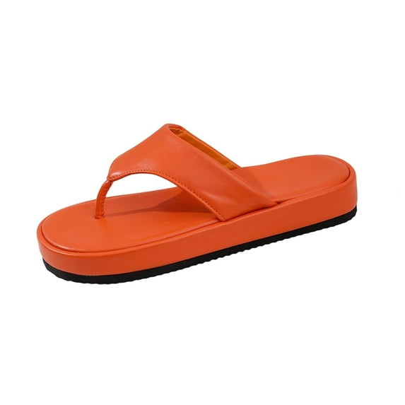 TAGOLD Women's Slippers,Women's Fashionable Casual Summer Solid Color Round Toe Outerwear Style Thick-Soled Slippers Flat Slippers