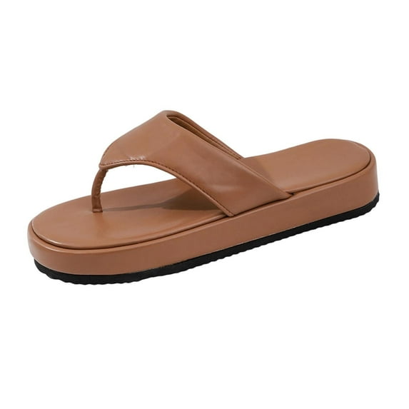 TAGOLD Women's Slippers,Women's Fashionable Casual Summer Solid Color Round Toe Outerwear Style Thick-Soled Slippers Flat Slippers