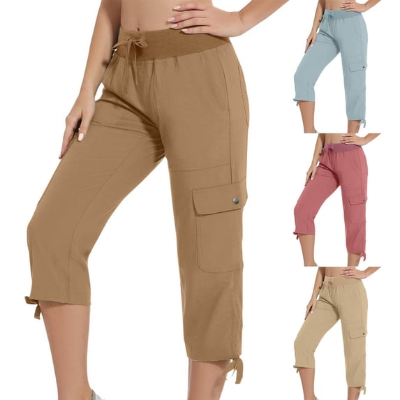 TAGOLD Women's Summer Athletic Shorts Pants,Casual Plus Size Short Pants for Womens,Cargo Sweatpants For Women Casual Baggy Cargo Pants Drawstring Comfy Athletic Joggers Pants With Pockets