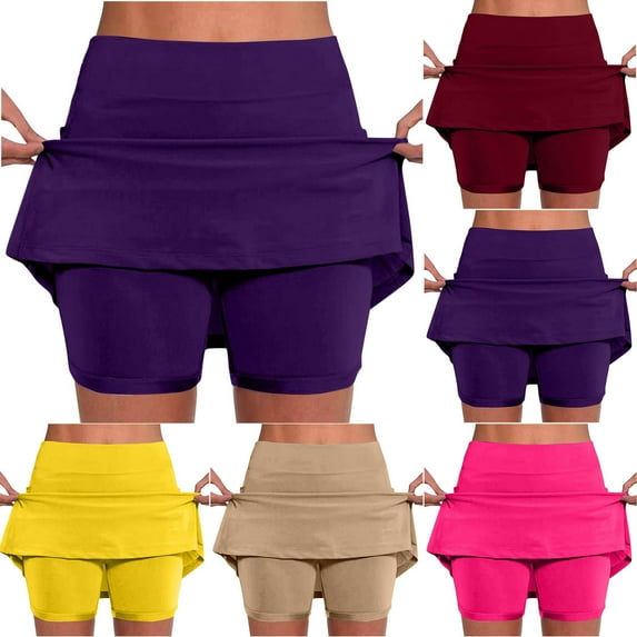 TAGOLD Women's Summer Athletic Shorts Pants,Casual Plus Size Short Pants for Womens,Fashion Women's Solid Color Mid-waist Skirt Pants Sports Casual Shorts Bottoming Skirt Pants