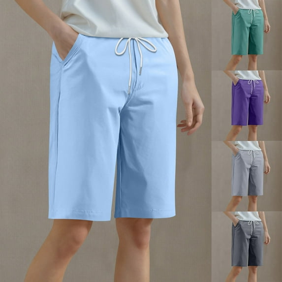 TAGOLD Women's Summer Athletic Shorts Pants,Casual Plus Size Short Pants for Womens,Women'S Solid Color Short Yoga Wear Fitness Sports Tennis High-Waisted Shorts