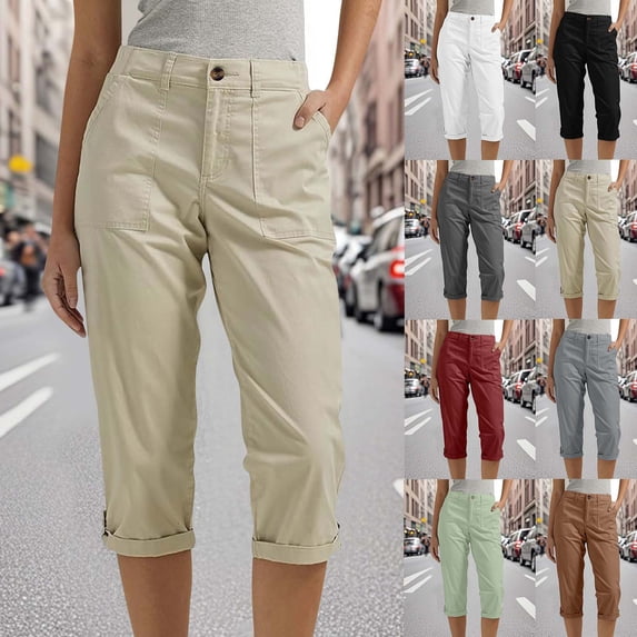 TAGOLD Women's Summer Athletic Shorts Pants,Casual Plus Size Short Pants for Womens,Women Solid Color Pentagonal Pants With Elastic Waist Casual Work Clothes Belt Pockets