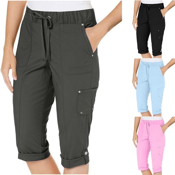 TAGOLD Women's Summer Athletic Shorts Pants,Casual Plus Size Short Pants for Womens,Womens Multi Pocket Work Pants Lightweight Hiking Jogging Outdoor Street Pants