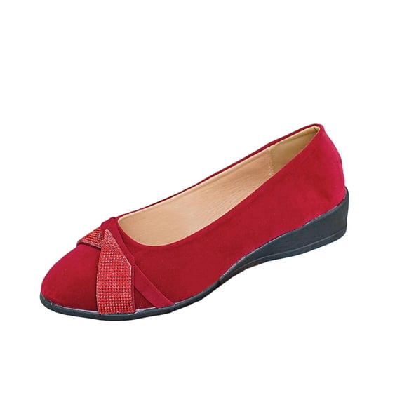 TAGOLD Women's Wedges Shoes,Women's Fashionable Casual Solid Color Versatile Round Toe Low-Cut Loafers Flat Wedges Shoes