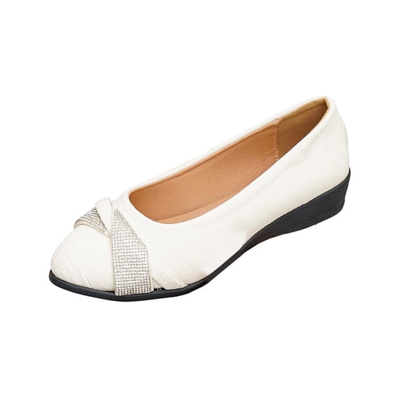 TAGOLD Women's Wedges Shoes,Women's Fashionable Casual Solid Color Versatile Round Toe Low-Cut Loafers Flat Wedges Shoes