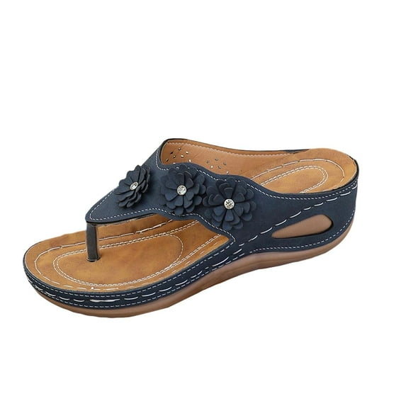 TAGOLD Women's Wedges Shoes,Women's Fashionable Casual Versatile Solid Color Open Toe Trendy One-Strap Slippers Wedge Heels Shoes