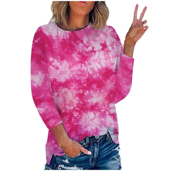 TAGOLD Womens 3/4 Long Sleeve Summer Tops, Fashion Women's Summer Round-Neck 3/4 Sleeve Print Casual Outing Blouses Tops