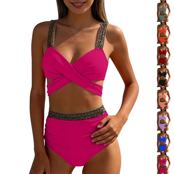 TAGOLD Womens Bikinis Set Lace Up Split Bikini Swimsuit Elastic Lightweight Breathable Summer Beach Swimwear