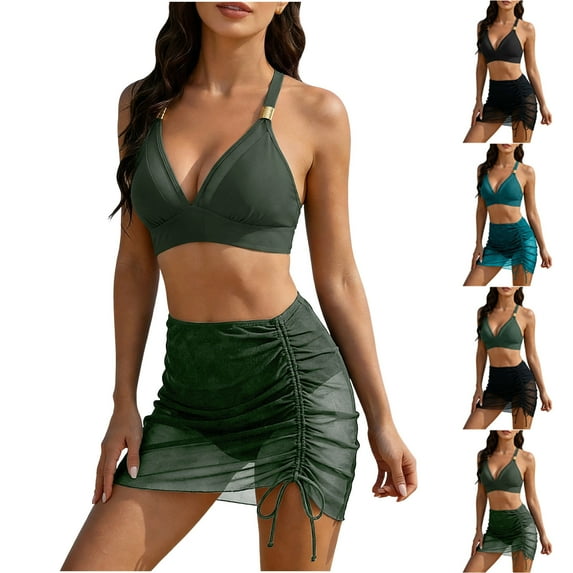 TAGOLD Womens Bikinis Set Lace Up Split Bikini Swimsuit Stretch Comfortable Dry Summer Beach Casual Swimwear