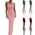 thumbnail image 1 of TAGOLD Womens Camis Sleeveless Dress Solid Color Crew Neck Slim Maxi Summer Dress, 1 of 4