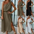 thumbnail image 1 of TAGOLD Womens Camis Sleeveless Dress Solid Color Split Elastic Waist Off Shoulder Summer, 1 of 5