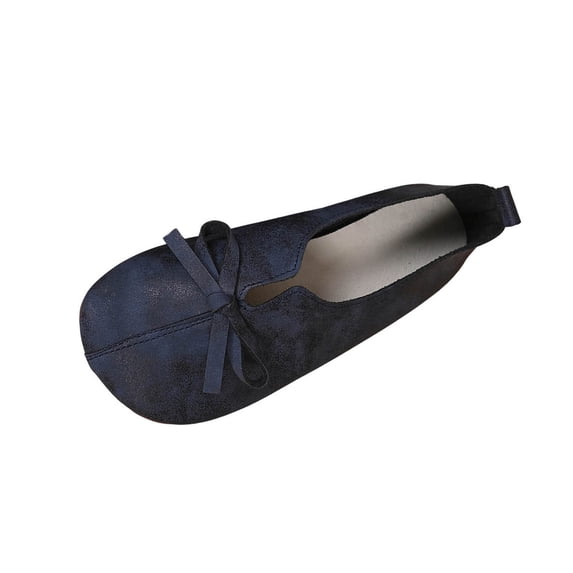 TAGOLD Womens Flats Shoes,Women's Fashionable Casual Versatile Plus Size Breathable Loafers Solid Color Bow Round Toe Closed Toe Lace-Up Flat Soft Sole Shoes