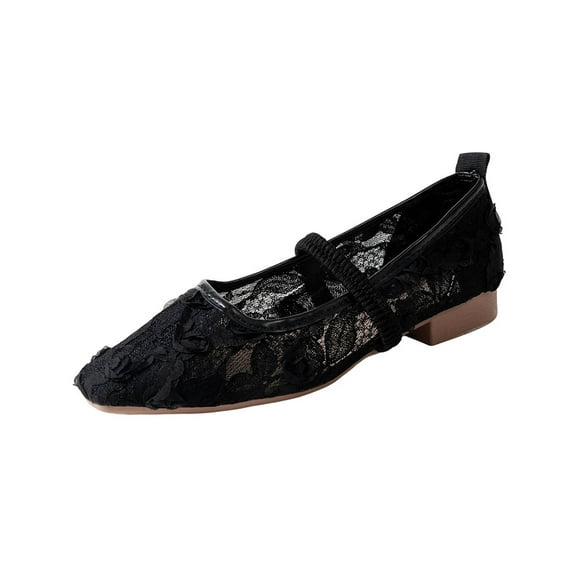 TAGOLD Womens Flats Shoes,Women's Fashionable Casual Versatile Plus Size Breathable Loafers Solid Color Mesh Toe With Elastic Heel Flat Soft Sole