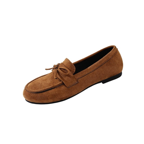 TAGOLD Womens Flats Shoes,Women's Fashionable Casual Versatile Plus Size Loafers Solid Color Bow Round Toe Closed Toe Flat Soft Sole