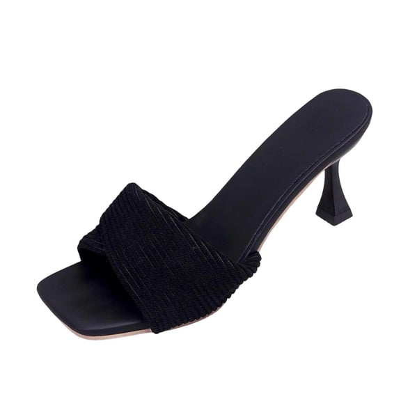 TAGOLD Womens High Heels Shoes,Women's Fashionable Casual Solid Color Toe Open Toe Slippers Fabric Slippers High Heels Shoes