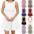 thumbnail image 1 of TAGOLD Womens Sleeveless Neck Dress Solid Color Ruffle Waist Mini Party Summer Light Outfit, 1 of 5
