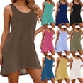thumbnail image 1 of TAGOLD Womens Sleeveless V Neck Dress Solid Color Deep V Beach Cover Up Swim Dress, 1 of 5