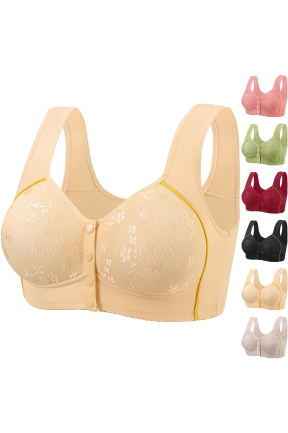 Womens Summer Casual Bra,Women's Non Magnetic And Non Steel Ring Gathered Bra With Thin Cup And Adjustable Lace Bra Underwear