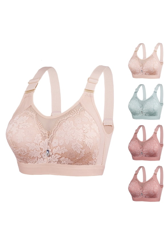 Womens Summer Casual Bra,Women's Non Magnetic And Non Steel Ring Gathered Bra With Thin Cup And Adjustable Lace Bra Underwear