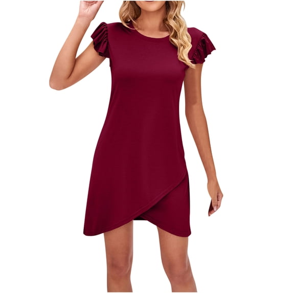 TAGOLD Womens Summer Dress,Plus Size Casual Dress for Womens,Sundresses For Women Casual Sleeveless Flying Sleeve Summer Dress Beach Dress Vacation Mini Dress