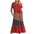 thumbnail image 1 of TAGOLD Womens Summer Dress Clearance,Plus Size Casual Dress for Womens,Women's Fashion Print Round Neck Short Sleeve Printed Dress Red S, 1 of 4