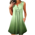 thumbnail image 1 of TAGOLD Womens Summer Dress Clearance,Plus Size Casual Dress for Womens,Women's Sleeveless Round Neck Gradient Printed Button Pullover Dress Green XXXXXL, 1 of 4