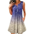 thumbnail image 1 of TAGOLD Womens Summer Dress,Plus Size Casual Dress for Womens,Women's Sleeveless Round Neck Sparkling Print Button Pullover Dress Purple XXXXXL, 1 of 4