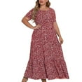 thumbnail image 1 of TAGOLD Womens Summer Dress Clearance,Plus Size Casual Dress for Womens,Women's Summer Casual Short Sleeved Round Neck Small Floral Print Dress, 1 of 5