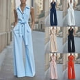 thumbnail image 1 of TAGOLD Womens Summer Jumpsuit Solid Color Sleeveless Casual Lightweight Summer Short, 1 of 5